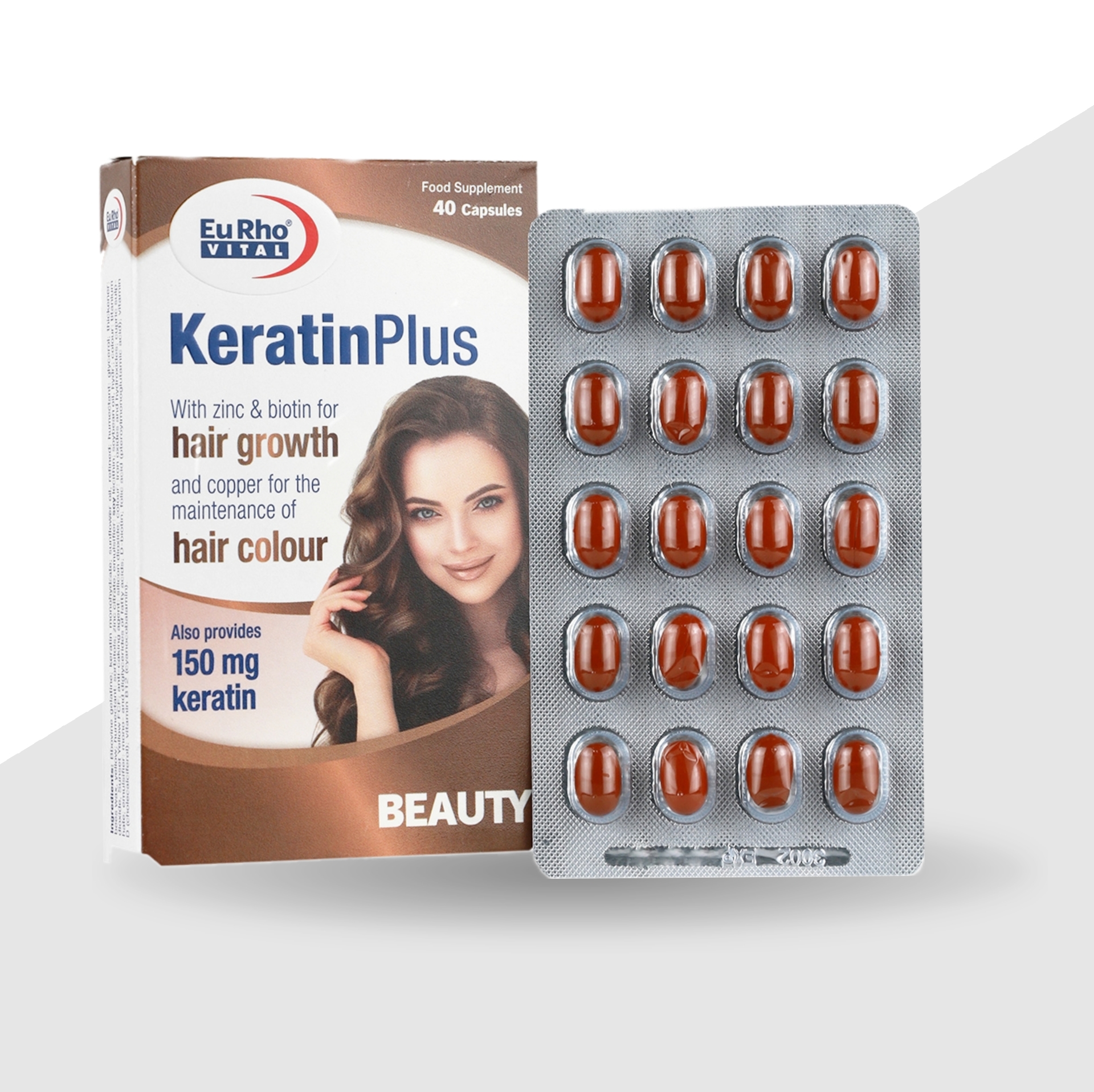 کپسول ژلاتینی کراتین پلاس یوروویتال-40 عددی