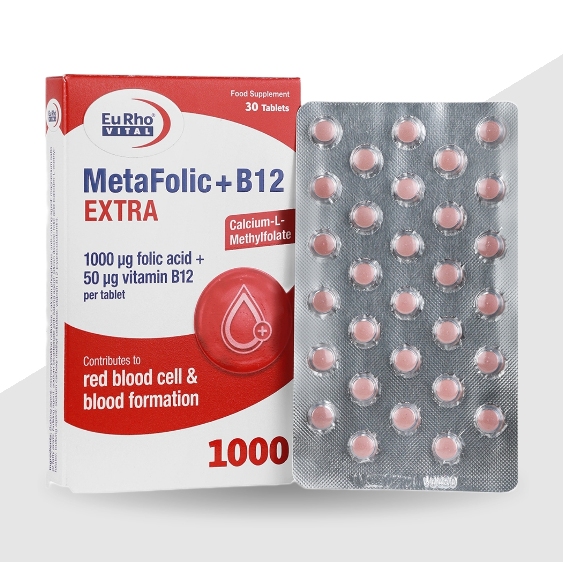 قرص متافولیک+ب 12 اکسترا یوروویتال-30 عددی