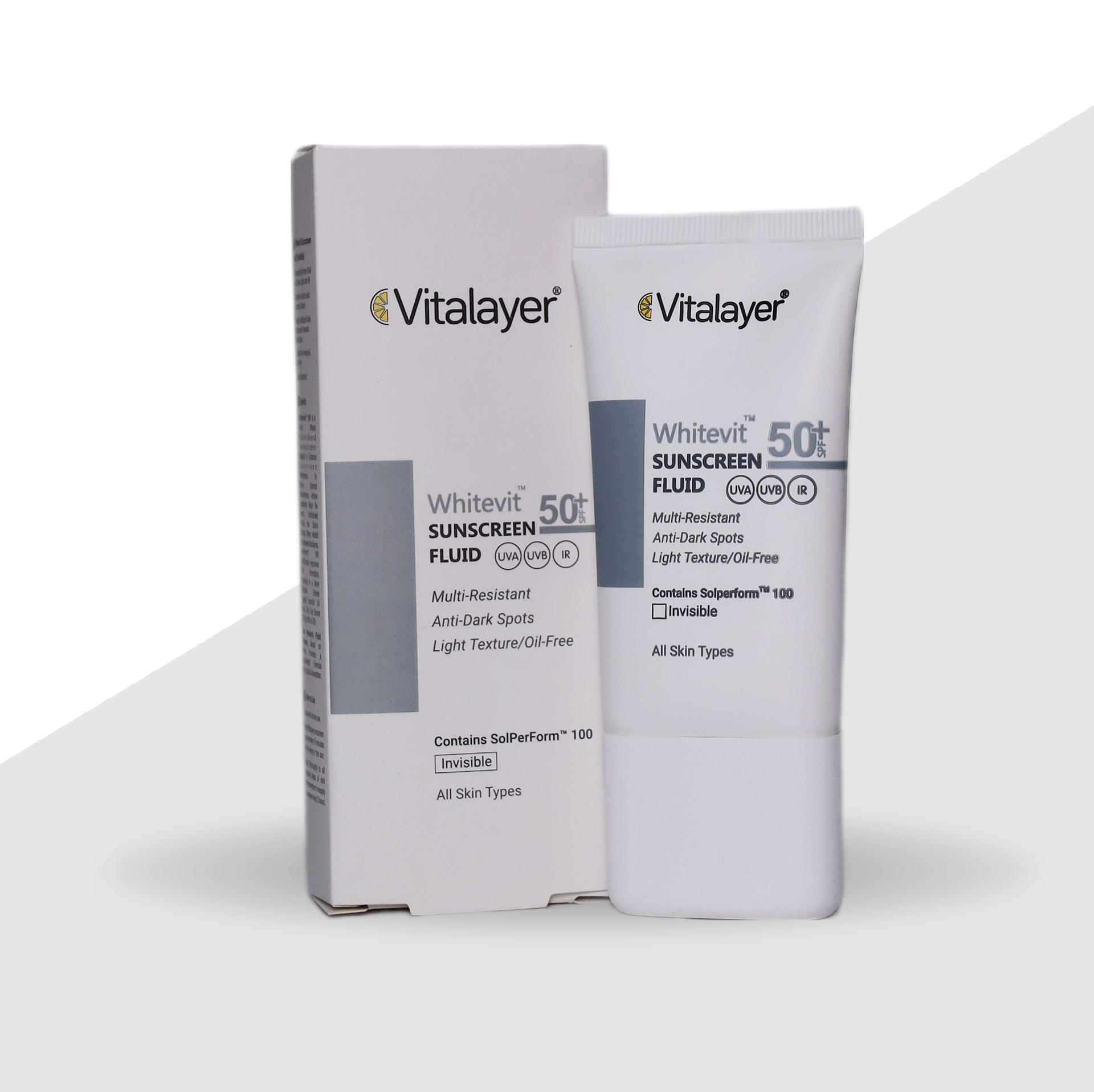 ضد افتاب فلوئیدی بی رنگ SPF 50 وایت ویت مناسب پوست های لک دار ویتالیر - 50 میلی لیتر