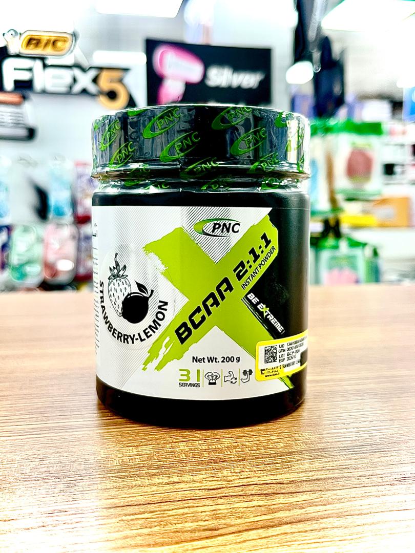 بی سی دبل ای BCAA پی ان سی کارن 200 گرمی -طعم توت فرنگی و لیمو