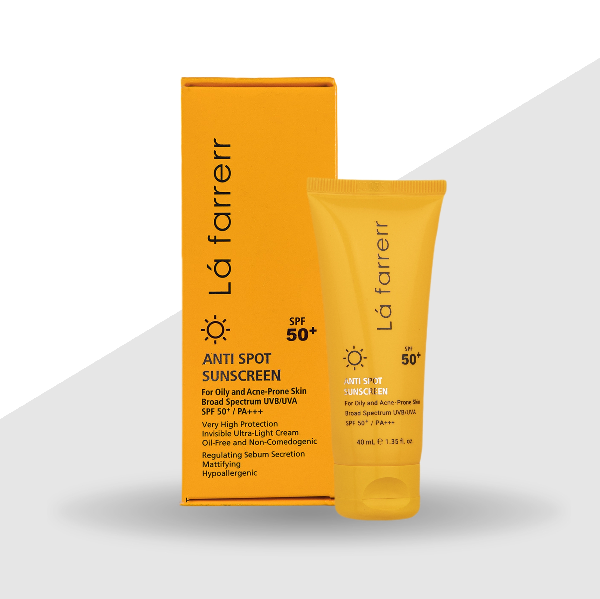 کرم ضد آفتاب و ضدلک بی رنگ SPF50 پوست چرب لافارر-40 میلی لیتر