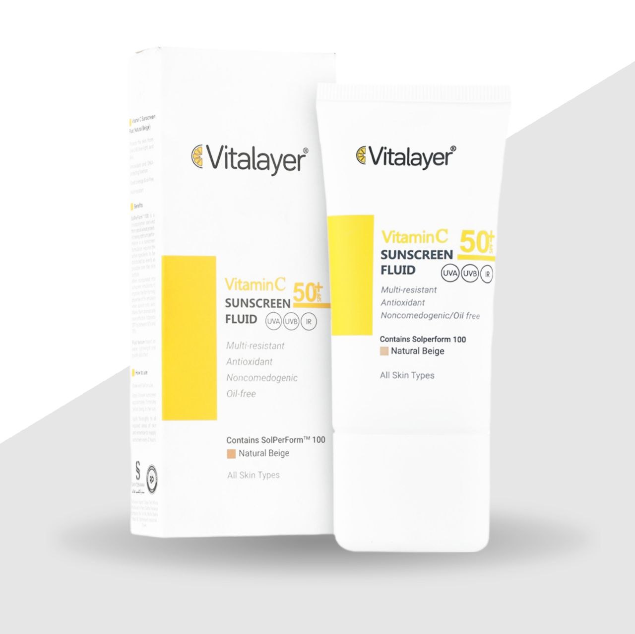ضد آفتاب فلوئید ویتامین سی SPF50 بژ طبیعی ویتالیر-50 میلی لیتر